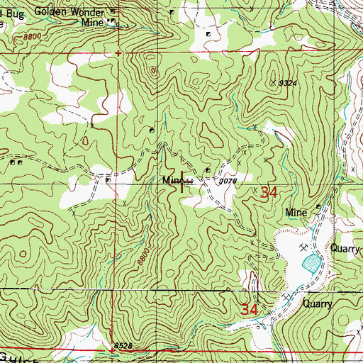Topographic Map of Last Chance Prospect Mine, CO