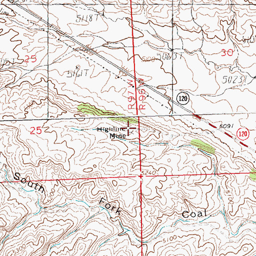 Topographic Map of Hiline Mine, WY