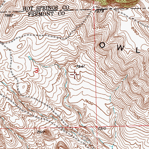 Topographic Map of Circle Ridge Anticline Number Four Mine, WY