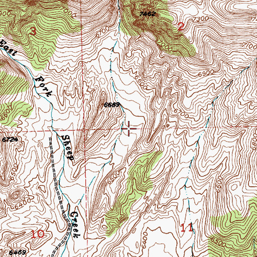 Topographic Map of Sheep Creek Mine, WY