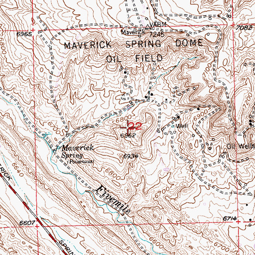 Topographic Map of Maverick Spring Anticline Number One Mine, WY