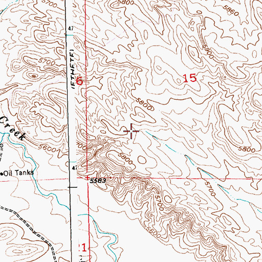 Topographic Map of Sage Creek Anticline Mine, WY