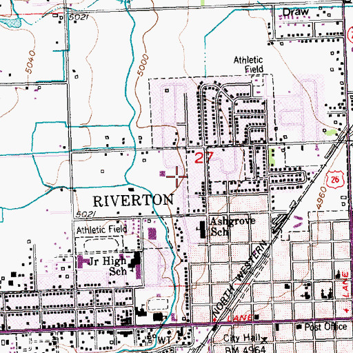 Topographic Map of Riverton Acid Plant Mine, WY