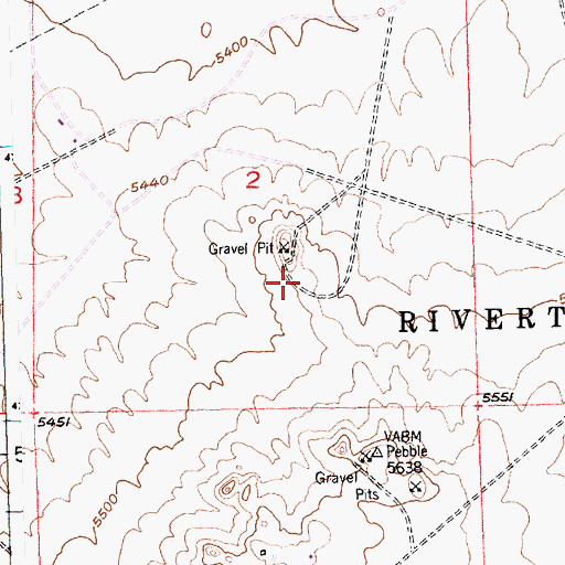 Topographic Map of Riverton Airport Pit, WY