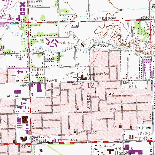 Topographic Map of Orchard Avenue Elementary School, CO