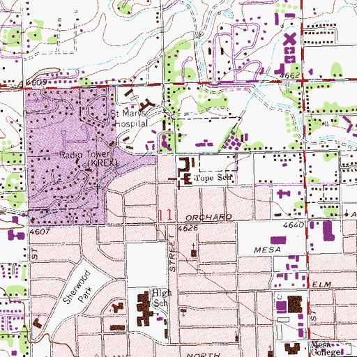 Topographic Map of Tope Elementary School, CO