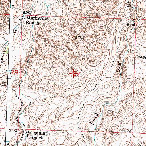 Topographic Map of Hesitation Number One Mine, WY