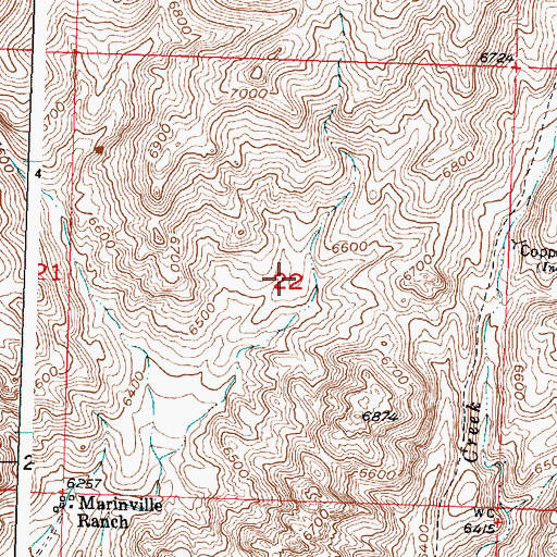 Topographic Map of Robeson Mine, WY