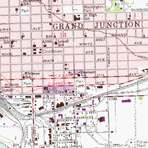 Topographic Map of Emerson School, CO