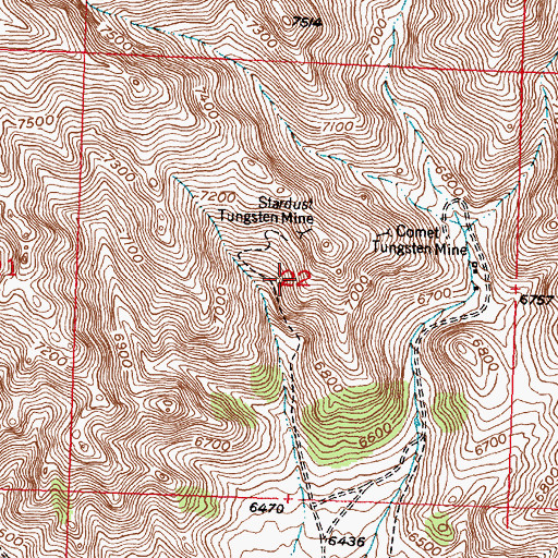 Topographic Map of Copper Mountain Number Two Mine, WY