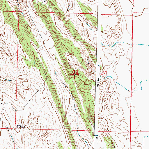Topographic Map of Nowood River Number Five Mine, WY