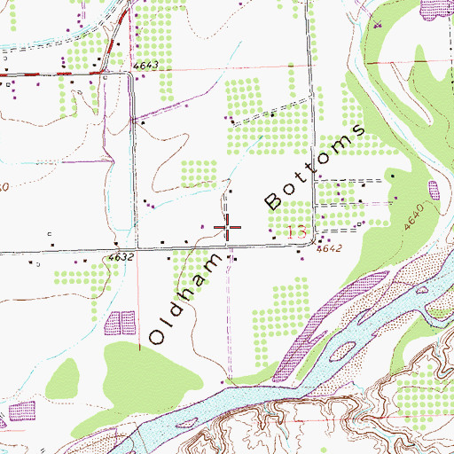 Topographic Map of Oldham Bottoms, CO