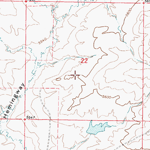 Topographic Map of Hemingway Number Seven Mine, WY