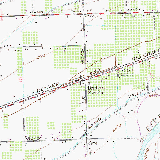 Topographic Map of Bridges Switch, CO