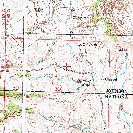 Topographic Map of Kaycee Bentonite Corporation Number Three Mine, WY