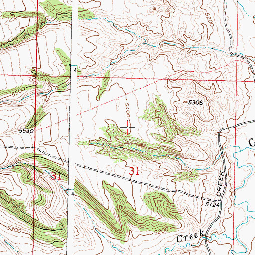 Topographic Map of Kaycee Bentonite Corporation Number Two Mine, WY
