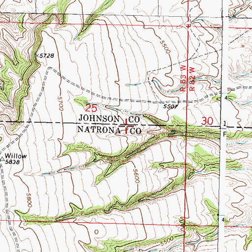 Topographic Map of Kaycee Bentonite Corporation Number Three Mine, WY