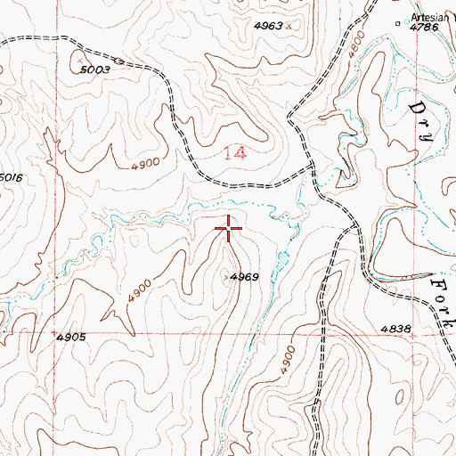 Topographic Map of Hanna One Mine, WY