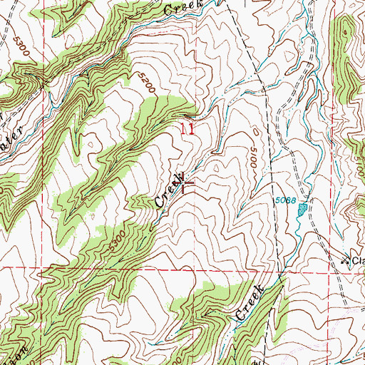 Topographic Map of Kaycee Bentonite Corporation Number Eleven Mine, WY