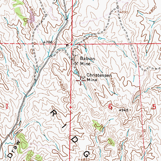 Topographic Map of Christenson Mine, WY