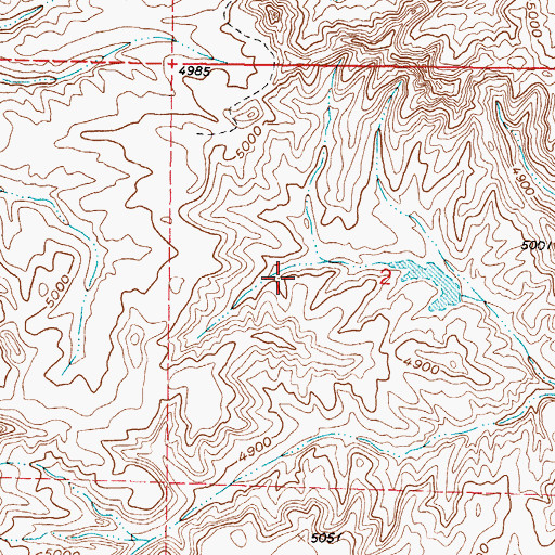 Topographic Map of Kaycee Bentonite Corporation Number Fifty Mine, WY