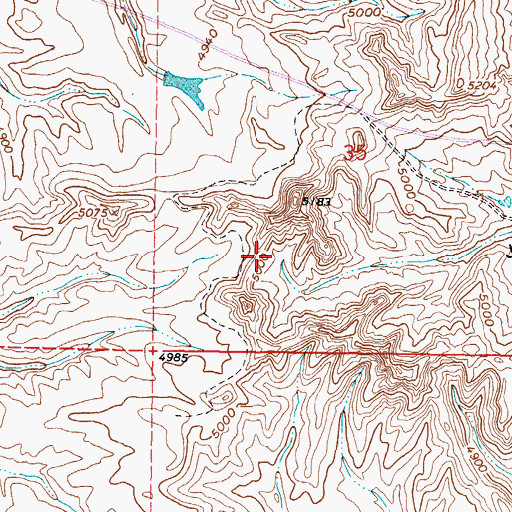 Topographic Map of Kaycee Bentonite Corporation Number Fifty-three Mine, WY