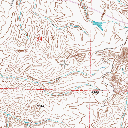Topographic Map of Kaycee Bentonite Corporation Number Fifty-four Mine, WY