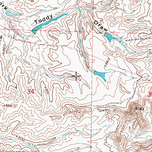 Topographic Map of Kaycee Bentonite Corporation Number Fifty-eight Mine, WY
