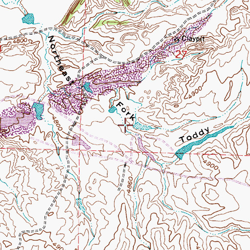 Topographic Map of Kaycee Bentonite Corporation Number Sixty Mine, WY