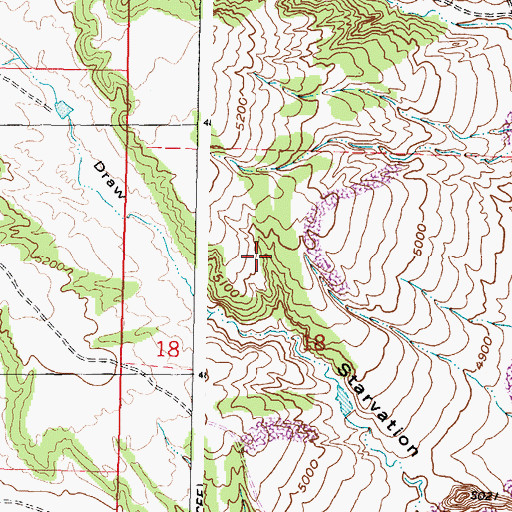 Topographic Map of Kaycee Bentonite Corporation Number Seventy Mine, WY