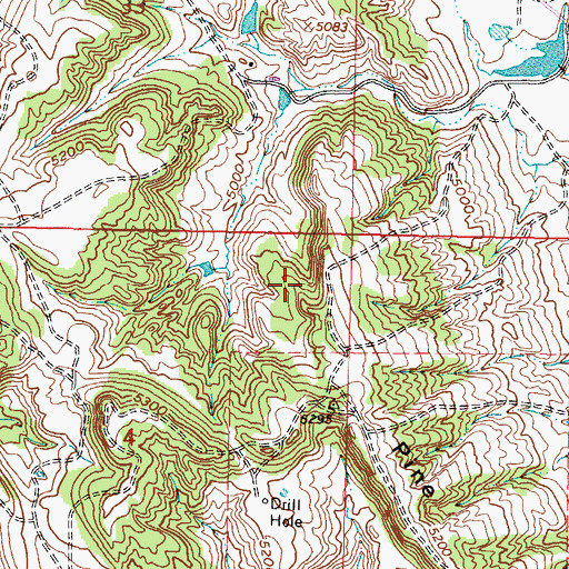 Topographic Map of Kaycee Bentonite Corporation Number Ninety Mine, WY
