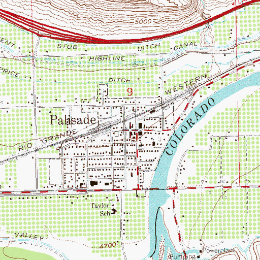 Topographic Map of Palisade, CO