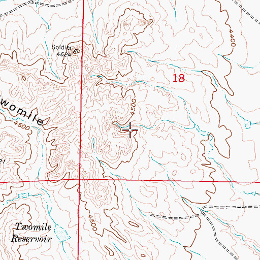 Topographic Map of Skiles-Reno Pit, WY