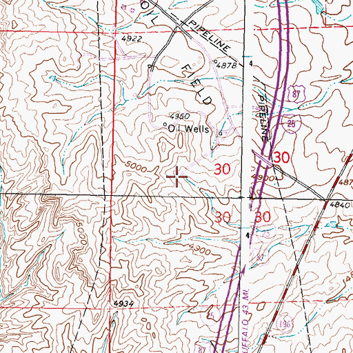 Topographic Map of Kaycee Bentonite Corporation Number Ninety-seven Mine, WY