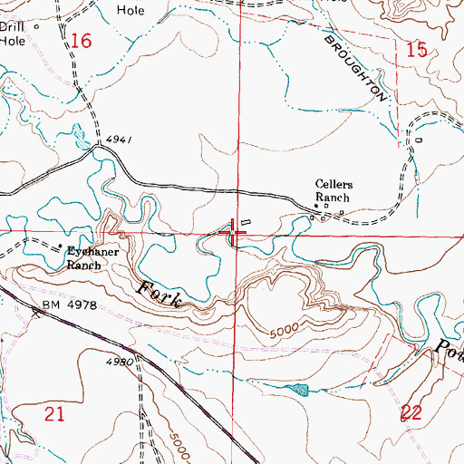 Topographic Map of Kaycee Bentonite Corporation Number One-hundred Mine, WY