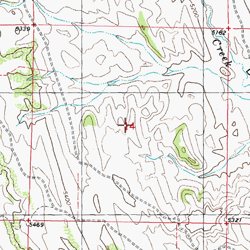 Topographic Map of Red Fork Powder River Area Number Two Mine, WY