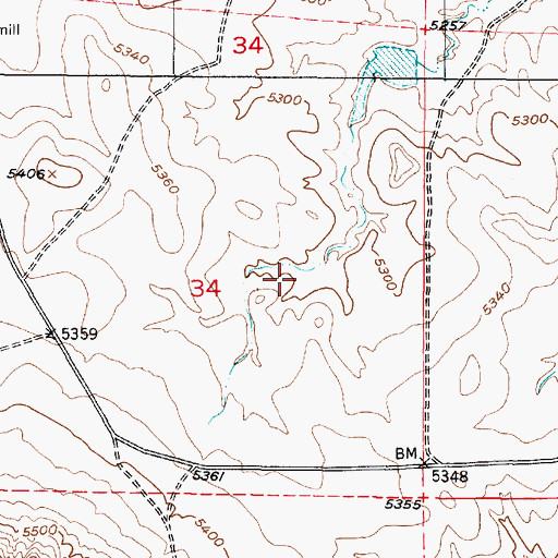 Topographic Map of Van Eugenum Number Two Mine, WY