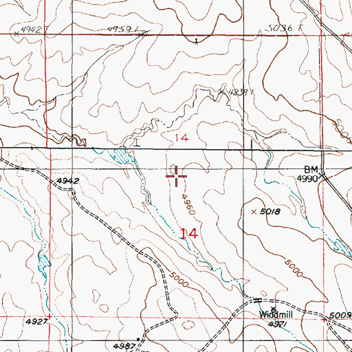 Topographic Map of KM Number One Mine, WY