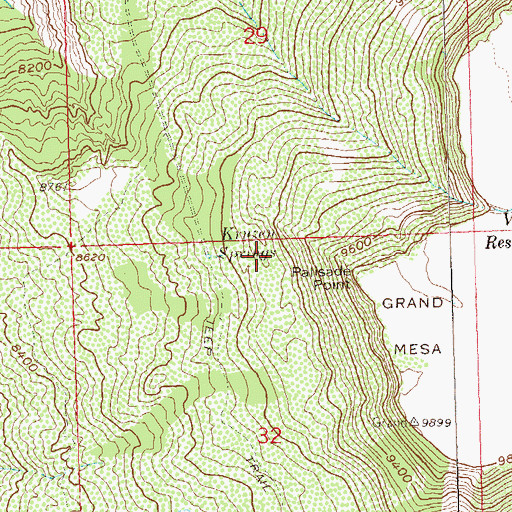 Topographic Map of Kruzen Springs, CO