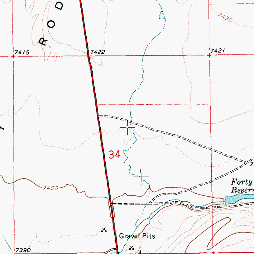 Topographic Map of Forty Rod Pit, WY