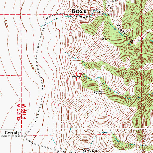 Topographic Map of Jackson Canyon-Coal Canyon Mine, WY