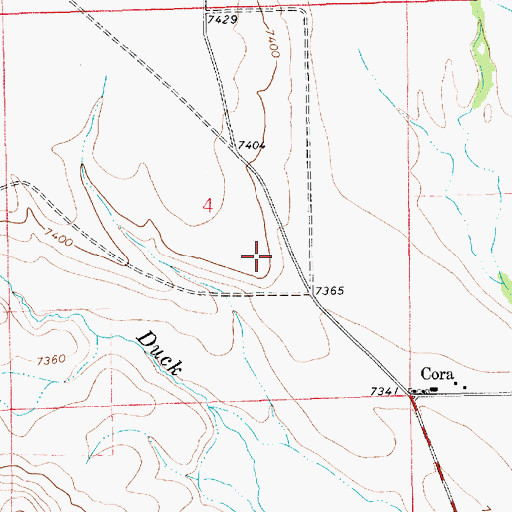 Topographic Map of Cora Pit, WY
