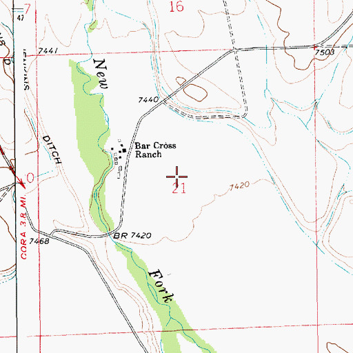 Topographic Map of F Bar Cross Seventy-six Mine, WY