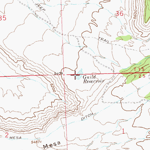 Topographic Map of Guild Reservoir, CO