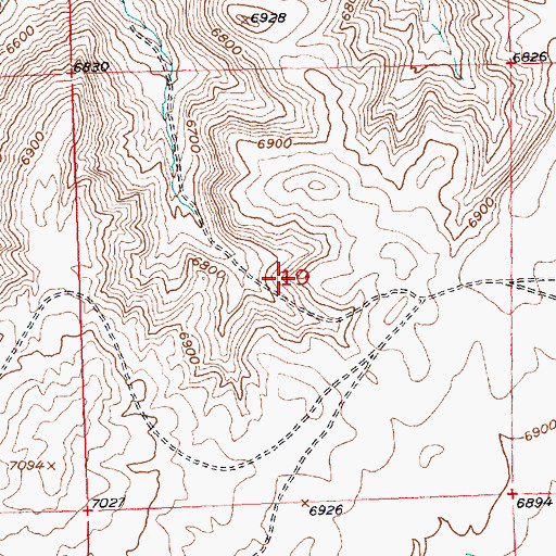 Topographic Map of Abernathy Deposit Number Two Mine, WY