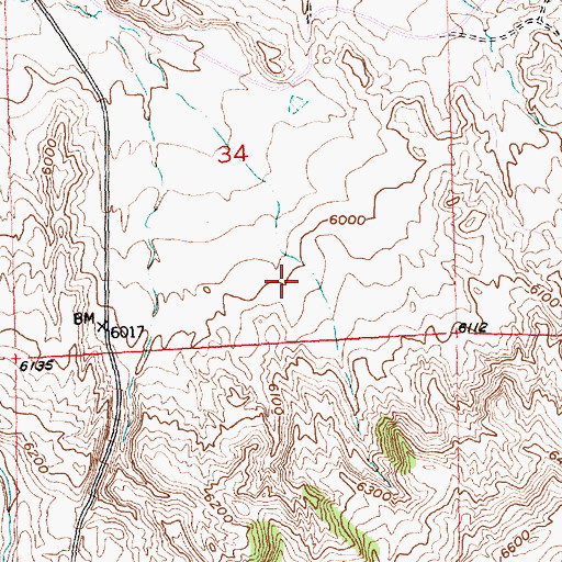 Topographic Map of Beaver Divide Mine, WY