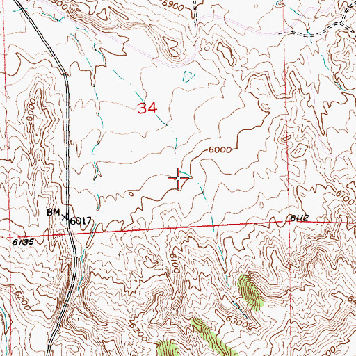 Topographic Map of Beaver Divide Area Mine, WY