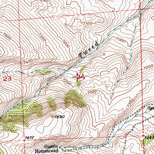 Topographic Map of Usher Creek Mine, WY