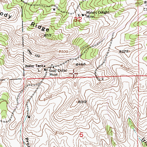 Topographic Map of Copper Chief Gold Mine, WY