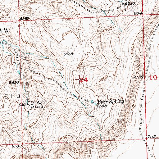 Topographic Map of Bearspring Area Mine, WY
